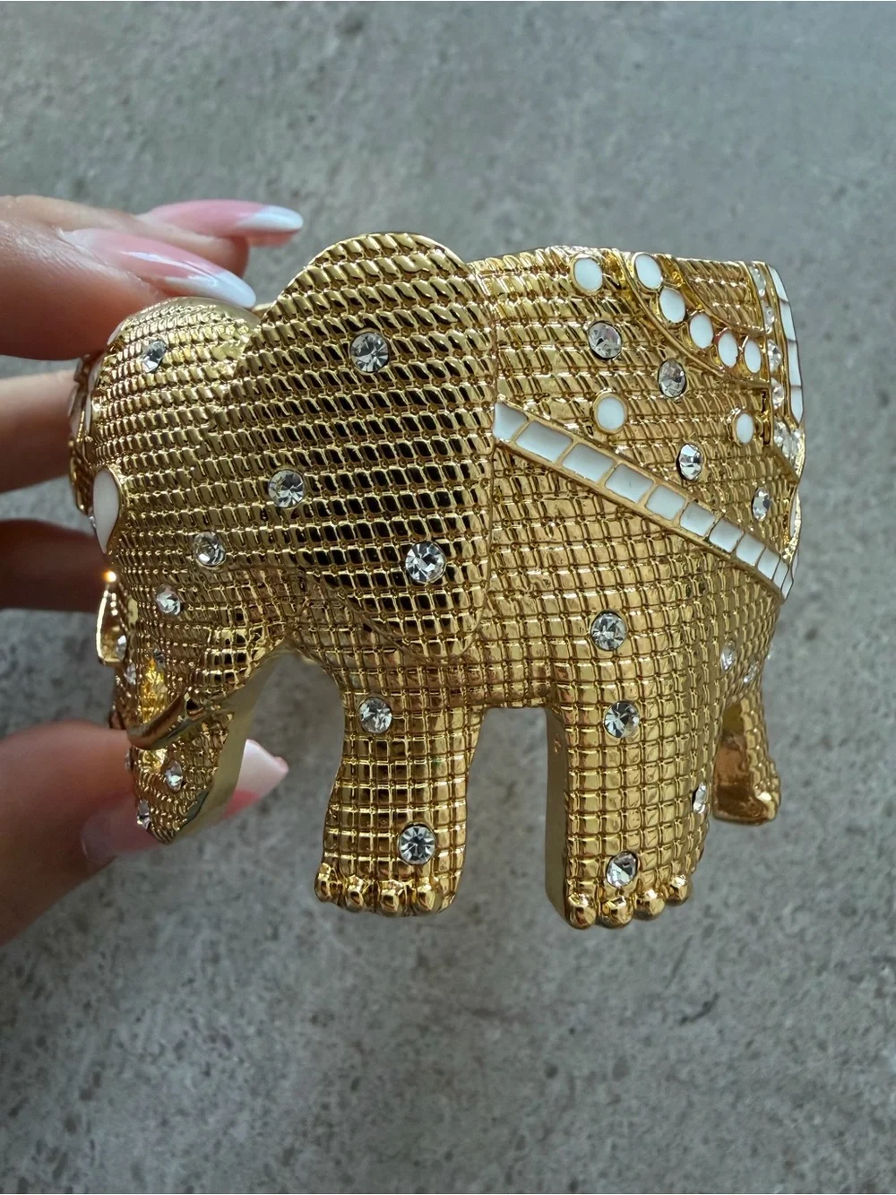 Lilly Pulitzer Gold Elephant Cuff Bracelet with White Enamel Accents